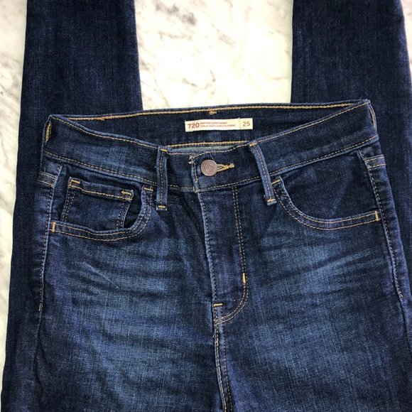 Levis | 720 Dark Blue High Rise Super Skinny Denim Jeans - Picture 6 of 10